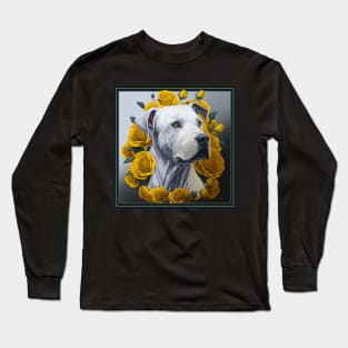 Dogo argentinian yellow roses 2 Long Sleeve T-Shirt